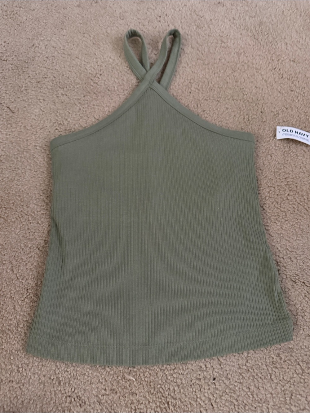 Old Navy Olive Green Ribbed Cross-Back Tank
